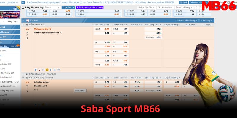 Saba Sport tại MB66 với giao diện quen thuộc